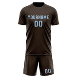 Custom Brown Light Blue Soccer Jersey