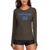 Custom Brown Sky Blue Women's Long-Sleeve Shirt
