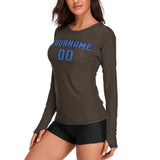 Custom Brown Sky Blue Women's Long-Sleeve Shirt