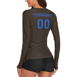Custom Brown Sky Blue Women's Long-Sleeve Shirt