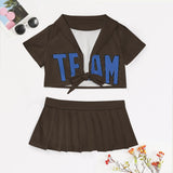 Custom Brown Sky Blue Cheerleading Uniform Set