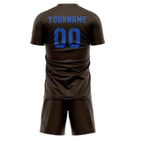 Custom Brown Sky Blue Soccer Jersey