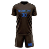 Custom Brown Sky Blue Soccer Jersey