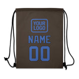 Custom Brown Sky Blue Drawstring Bag