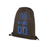 Custom Brown Sky Blue Drawstring Bag