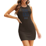 Custom Brown Blue Sleeveless Vest Dress