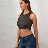 Custom Brown Blue Sleeveless Tank Top