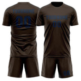 Custom Brown Blue Soccer Jersey