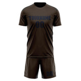 Custom Brown Navy Soccer Jersey