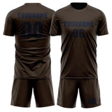Custom Brown Navy Soccer Jersey