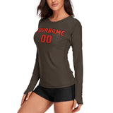 Custom Brown Orange Red Women's Long-Sleeve Shirt