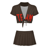 Custom Brown Orange Red Cheerleading Uniform Set