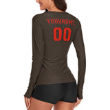 Custom Brown Orange Red Women's Long-Sleeve Shirt