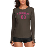 Custom Brown Pink Women's Long-Sleeve Shirt