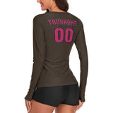Custom Brown Pink Women's Long-Sleeve Shirt