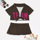 Custom Brown Pink Cheerleading Uniform Set