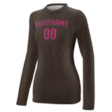 Custom Brown Pink Women's Long-Sleeve Shirt