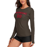 Custom Brown Red Women's Long-Sleeve Shirt