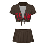 Custom Brown Red Cheerleading Uniform Set