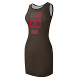 Custom Brown Red Sleeveless Vest Dress