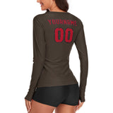 Custom Brown Red Women's Long-Sleeve Shirt