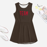 Custom Brown Red Cheerleader Dress