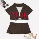 Custom Brown Red Cheerleading Uniform Set