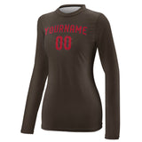 Custom Brown Red Women's Long-Sleeve Shirt