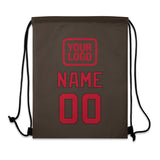 Custom Brown Red Drawstring Bag