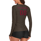 Custom Brown Crimson Red Women's Long-Sleeve Shirt