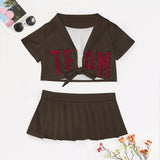 Custom Brown Crimson Red Cheerleading Uniform Set