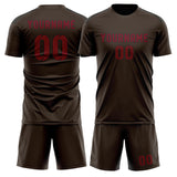 Custom Brown Crimson Red Soccer Jersey