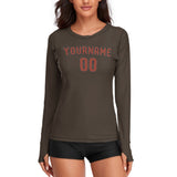 Custom Brown Coral Red Women's Long-Sleeve Shirt