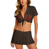 Custom Brown Coral Red Cheerleading Uniform Set