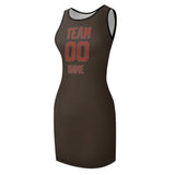 Custom Brown Coral Red Sleeveless Vest Dress