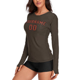 Custom Brown Coral Red Women's Long-Sleeve Shirt