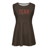Custom Brown Coral Red Cheerleader Dress