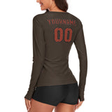 Custom Brown Coral Red Women's Long-Sleeve Shirt