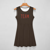 Custom Brown Coral Red Cheerleader Dress
