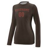 Custom Brown Coral Red Women's Long-Sleeve Shirt