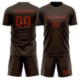 Custom Brown Coral Red Soccer Jersey
