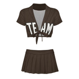 Custom Brown White Cheerleading Uniform Set