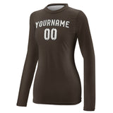 Custom Brown White Women's Long-Sleeve Shirt