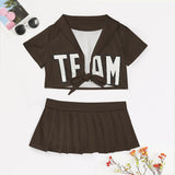Custom Brown White Cheerleading Uniform Set