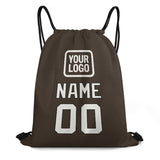 Custom Brown White Drawstring Bag
