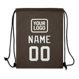 Custom Brown White Drawstring Bag