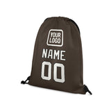 Custom Brown White Drawstring Bag