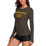 Custom Brown Yellow Women's Long-Sleeve Shirt