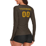Custom Brown Yellow Women's Long-Sleeve Shirt