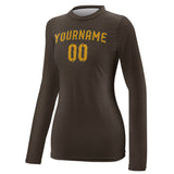 Custom Brown Yellow Women's Long-Sleeve Shirt